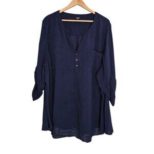 Women's - Torrid Harper Navy Blue 3/4 Sleeve Blouse, Size 6